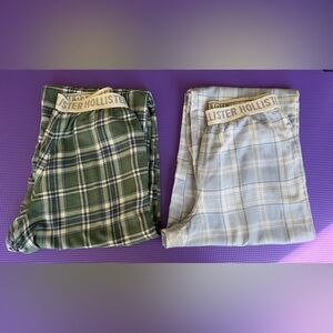 Hollister Sleep Plaid Lounge Pants Duo - Forest Green & Light Blue